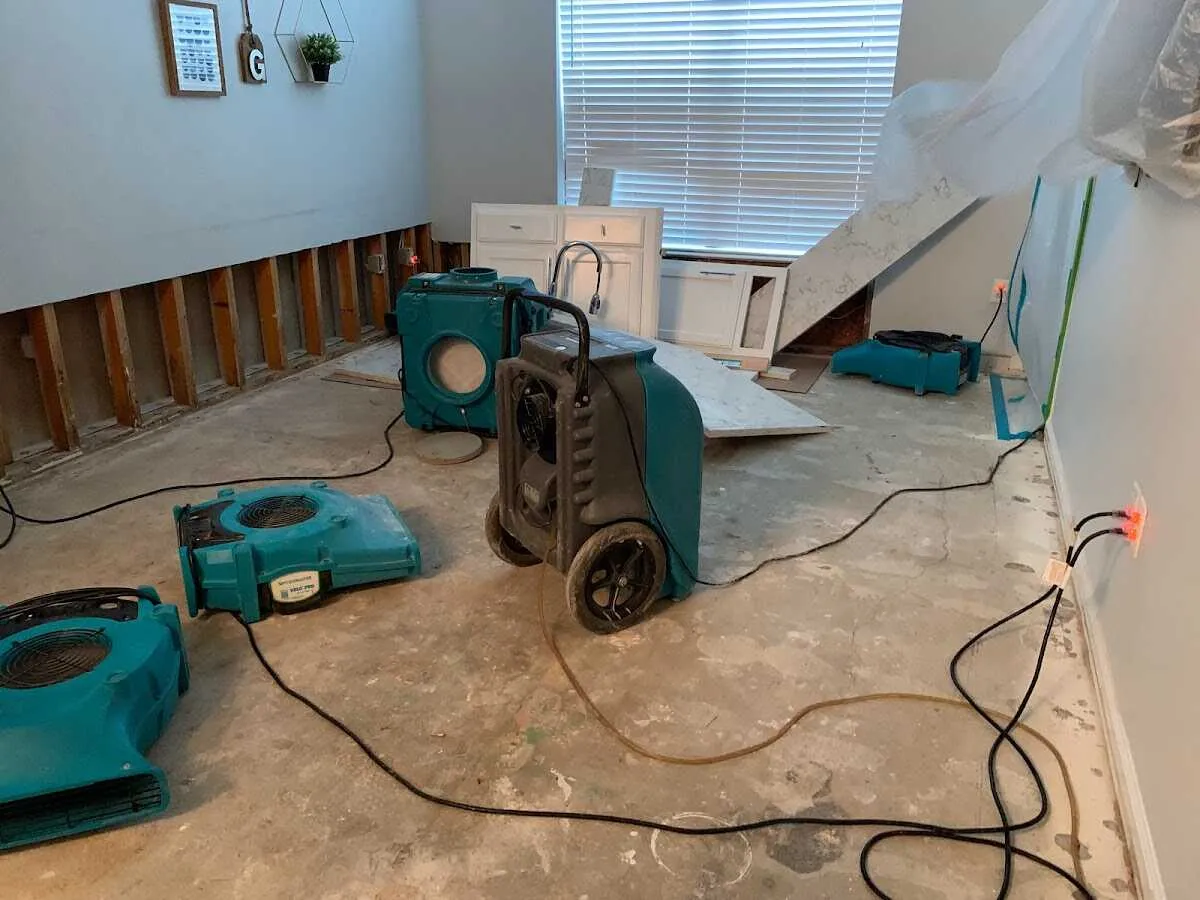 Dehumidifier in flood-cut room for Water Extraction & Removal in Liberty Hill